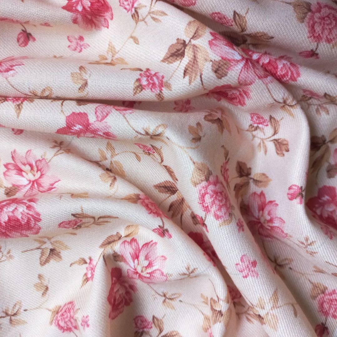 Buy Pink Rose Multicolor Poly Pashmina fabric