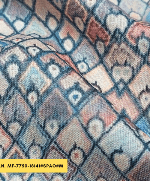 Buy Hexagonal Geometric Digital Print Polylinen Fabric